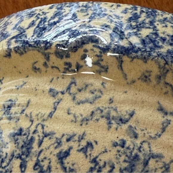 Vintage Robinson Ransbottom Spongeware 10” Bowl Blue and Cream - Picture 14 of 16